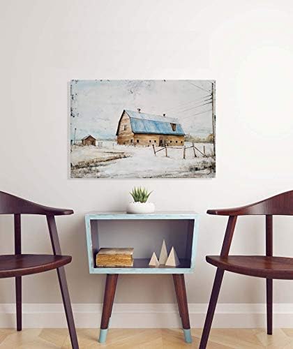 Yihui Arts Farmhouse Canvas Wall Art Hand Painted Light Blue and White Paintings Modern Abstract Rustic Pictures Artwork for Living Room Bedroom Bathroom Decor