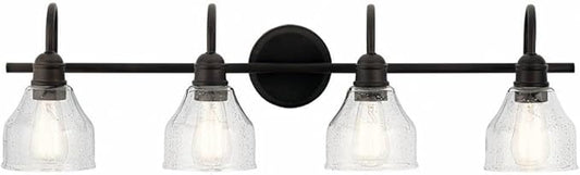 Kichler Avery 33.25" 4 Light Vanity Light with Clear Seeded Glass Olde Bronze®