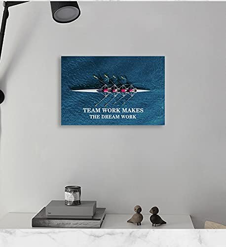 Motivational Wall Art Motivational Poster Team Work Makes The Dream Work Entrepreneur Canvas Printmaking Inspiring Motto Picture Modern Art Work Home Office Decoration Ready to Hang[12''W X 18''H]