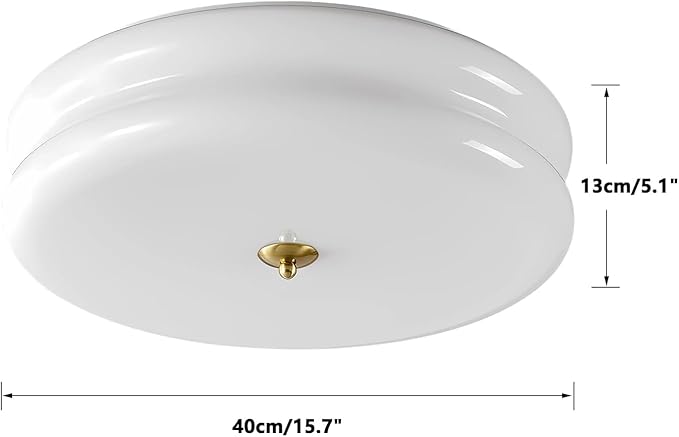 KCO Lighting Modern Hallway Ceiling Lights Milk White Glass Flush Mount Ceiling Light Large Round LED Ceiling Light with Remote Vintage Gold Bathroom Ceiling Lights
