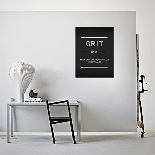 Inspirational Canvas Wall Art Inspirational Poster Print Entrepreneur Quotes Grit Noun Picture Wood Frame Artwork Office Decoration Living Room Office Home Frame Ready to Hang[30″W X 40″H]