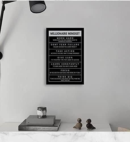 Entrepreneur Proverbs Millionaire Mindset Canvas Wall Art Painting Poster Print Artwork Office Decoration Studio Frame Ready to Hang [12''W X 18''H]