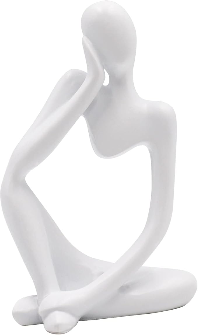 Thinker Statues and Sculptures, Resin Thinker Statue Ornaments, Abstract Style Sculptures, Housewarming Gifts, Housewarming Decorations, Living Room Dining Desk Decorations (White Right, Small)