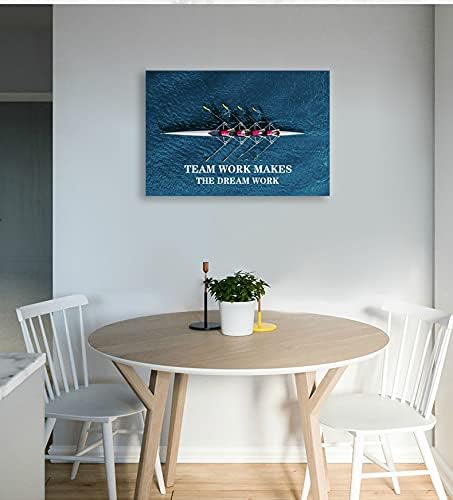 Motivational Canvas Wall Art Inspirational Success Quotes Team Work Makes The Dream Work Poster Printmaking Artwork Living Room Home Office Decorative Frame Ready to Hang[24''W x 36''H]