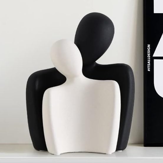 Couple Sculptures for Home Decor,Hugging Figurines,Modern Romantic Sculptures for Living Room Bedroom Office Decor,Gift for Anniversary Valentine（Black+White）