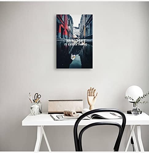 Mindset is Everything Inspirational Dove and Eagle Inspirational Wall Art Canvas Frame Decoratio Print Artwork Office Home Decoration [12''W X 18''H]