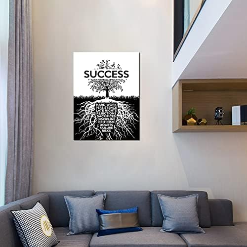 Inspirational Wall Art Motivation Entrepreneur Quotes Canvas Painting Success Tree Posters and Prints Artwork Modern Inspiring Office DecorHome Decorations Frame Ready to hang[30″W X 40″H]
