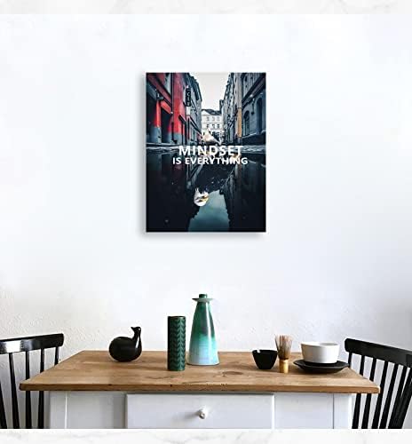 Inspirational Canvas Wall Art Dove and Eagle Animal Poster Mindset is Everything Painting Art Modern Home Decoration Frame Living Room Bedroom Ready to Hang[18" W x 24" H]