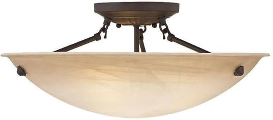 Livex Lighting 5626-07 Home Basics 3 Light Bronze Semi Flush Mount with Honey Alabaster Glass