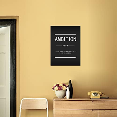 Inspiring Wall Street Entrepreneurs Quote Inspiration Picture Canvas Wall Art Painting Poster Office Decoration Company Printing Ambition Noun Artwork Stretch Frame Ready to Hang[18" W x 24" H]