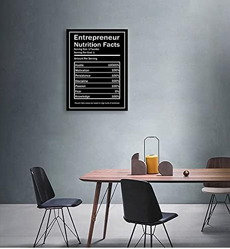 Inspiring Canvas Wall Art Entrepreneur Nutrition Facts Poster Inspiring Entrepreneurship Quotes Canvas Painting Hustle Success Picture Artwork Office Decoration Frame[30″W X 40′'H]