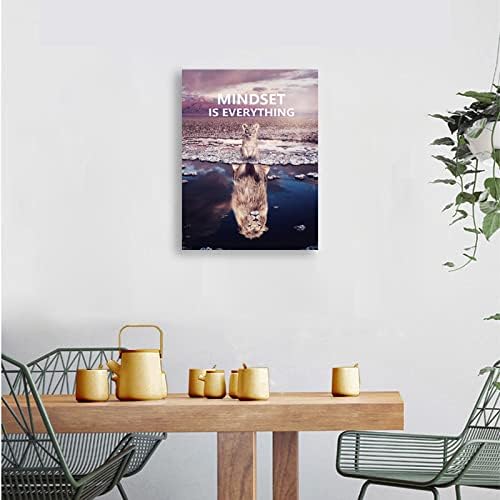 Little Lion Big Lion Inspirational Wall Art Mindset is Everything Poster Animal Inspirational Canvas Print Artwork Painting Living Room Home Decoration Bedroom Frame Ready to Hang[18" W x 24" H]