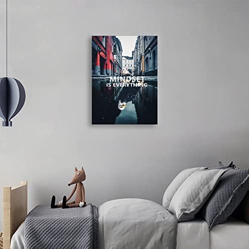 Inspirational Canvas Wall Art Dove and Eagle Animal Poster Mindset is Everything Painting Art Modern Home Decoration Frame Living Room Bedroom Ready to Hang[18" W x 24" H]