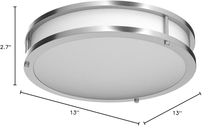 13Inch 36W Ceiling Light Fixtures 2 Packs, 5CCT LED Flush Mount Ceiling Mount Lights 2700K 3000K 4000K 5000K 6500K, Dimmable Close to Ceiling Lighting for Bathroom Kitchen Stairwell Bedroom, Nickel