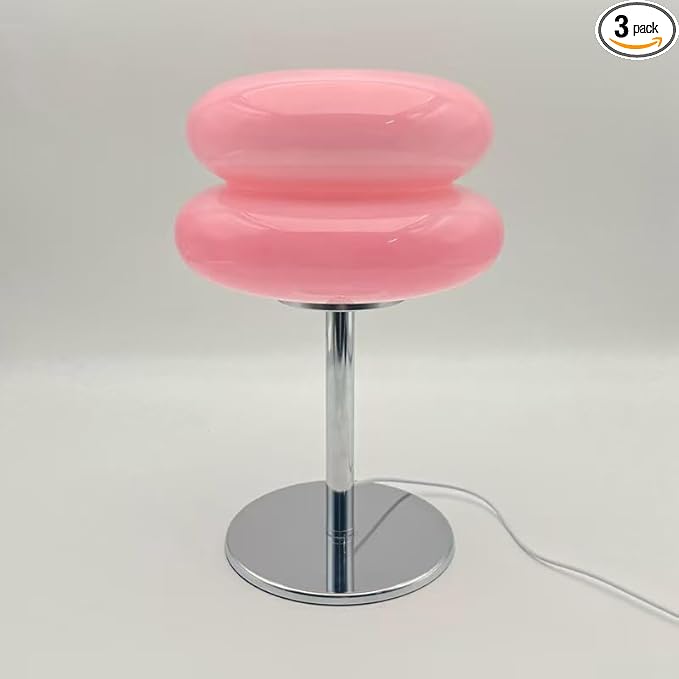 Bedroom Mushroom lamp, Medieval Modern Bedside Table lamp, dimmable Retro Egg Tart Headlight, Unique Home Mushroom Decoration Aesthetic Lovely Living Room Desk lamp (Pink)
