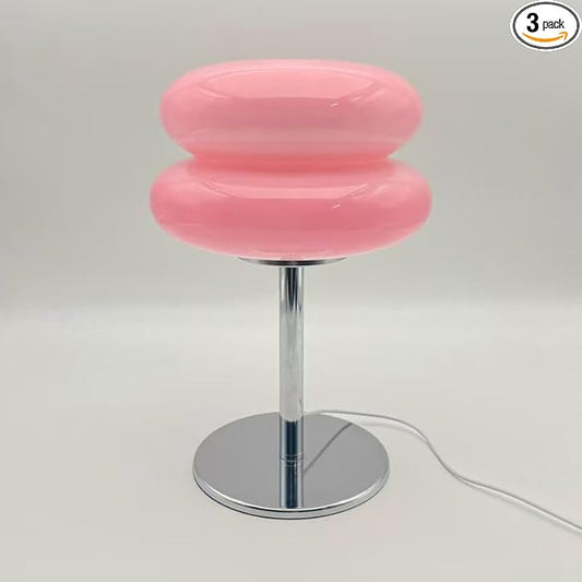 Bedroom Mushroom lamp, Medieval Modern Bedside Table lamp, dimmable Retro Egg Tart Headlight, Unique Home Mushroom Decoration Aesthetic Lovely Living Room Desk lamp (Pink)