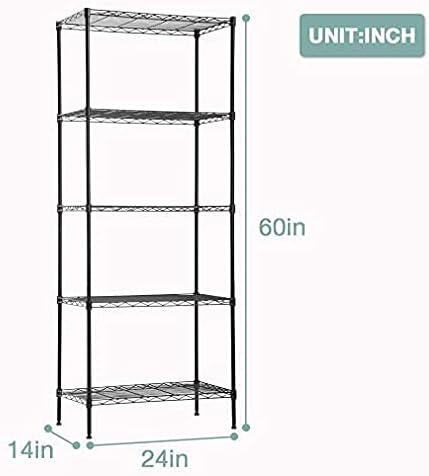 PayLessHere | 5-Tier Wire Shelf | 24"x14"x60" | Black | Adjustable Racks | Heavy-Duty Storage Shelves, Holds Upto 750 lbs | Rust-Resistant, No-Tool Assembly | for Home, Garage Shelving