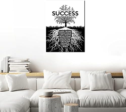 Inspirational Wall Art Motivation Entrepreneur Quotes Canvas Painting Success Tree Posters and Prints Artwork Modern Inspiring Office DecorHome Decorations Frame Ready to hang[30″W X 40″H]