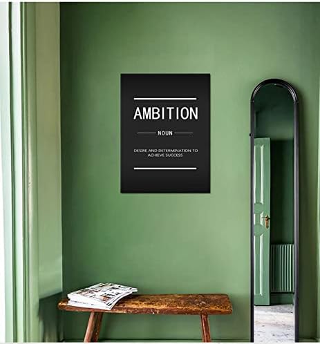 Inspiring Wall Street Entrepreneurs Quote Inspiration Picture Canvas Wall Art Painting Poster Office Decoration Company Printing Ambition Noun Artwork Stretch Frame Ready to Hang[18" W x 24" H]