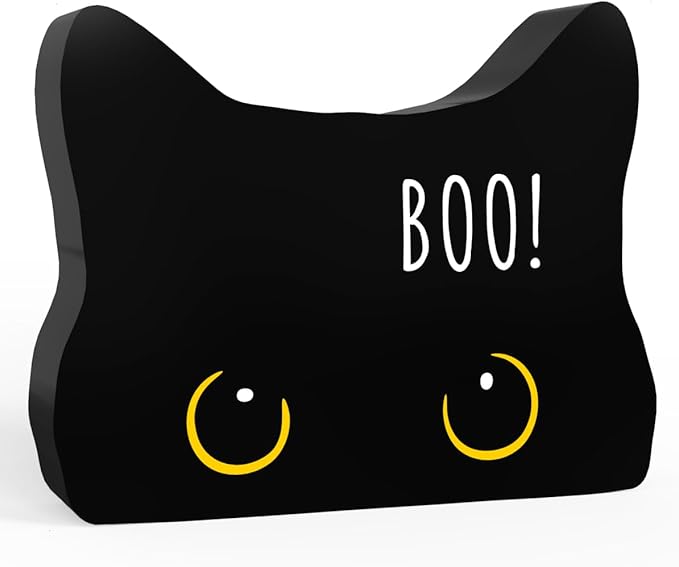 Black Cat Decor Halloween Cat Bathroom Decor Boo Funny Bathroom Acrylic Decors Sign Cat for Home Bathrooms Cats Lover Gifts For Women Men Halloween Christmas decorativesignage1