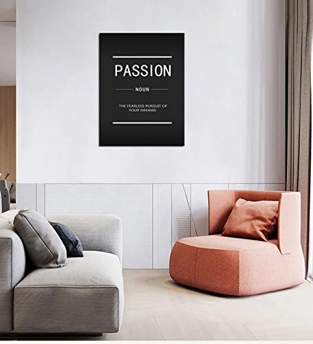 Motivational Canvas Wall Artist Home Decoration Office Decoration Inspirational Quotes Passion Noun Library Kitchen Wall Decoration Poster Frame Ready to Hang[30″W X 40″H]