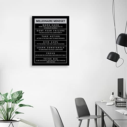 Canvas Wall Art Inspirational Entrepreneur Quotes Painting Poster Millionaire Mindset Inspirational Picture Printing Artwork Office Studio Decoration Stretching Frame Ready to Hang[30″W X 40″H]