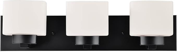 Design House Dove Creek Vanity Light, Dimmable, Frosted Glass, 3 Lights, Bathroom, Matte Black, 24 in x 6 in x 6.5 in, Item 588418