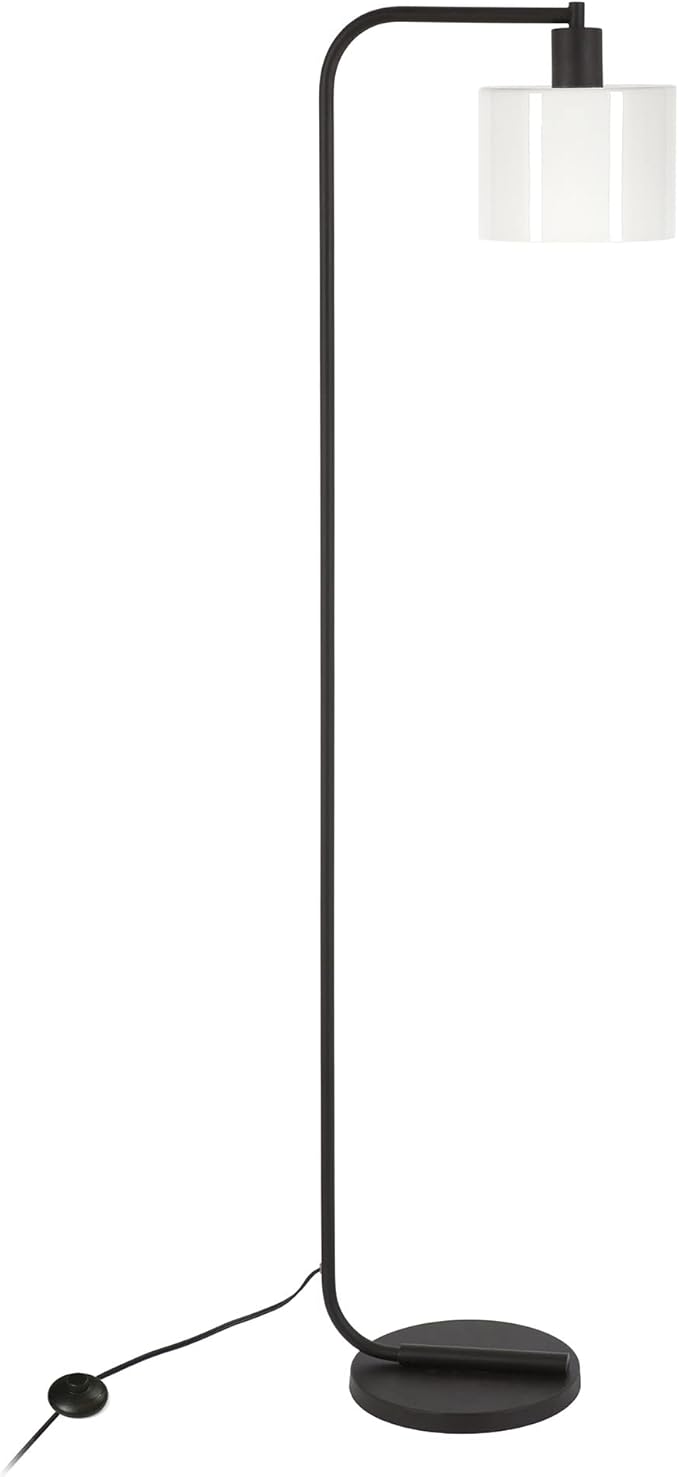 Cadmus 57" Tall Floor Lamp with Glass Shade in Blackened Bronze/White