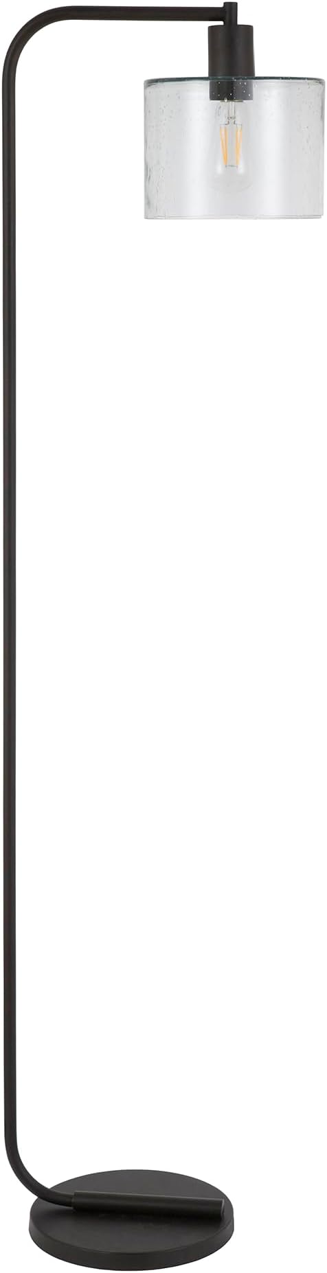 Cadmus 57" Tall Floor Lamp with Glass Shade in Blackened Bronze/Seeded