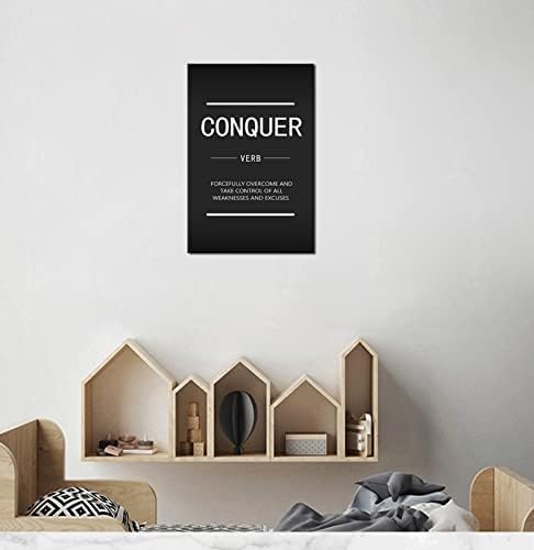 Office Inspirational Wall Art Inspiring Canvas Painting Conquer Verb Posters Inspirational Entrepreneur Proverbs Print Artworks Home Living Room Decoration Frame Ready to Hang[12''W X 18''H]