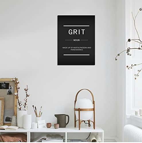 Grit Noun Motivational Canvas Poster Print Artwork Inspiring Entrepreneur Quotes Picture Office Wall Decoration Living Room Home Decoration Frame Ready to Hang[18" W x 24" H]