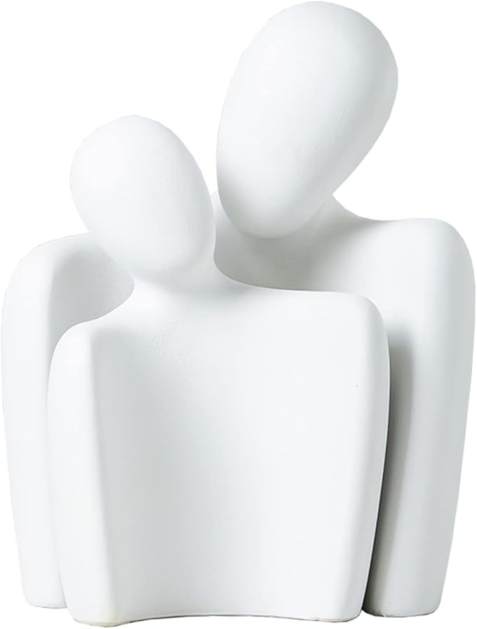 Couple Sculptures for Home Decor,Hugging Figurines,Modern Romantic Sculptures for Living Room Bedroom Office Decor,Gift for Anniversary Valentine（White）