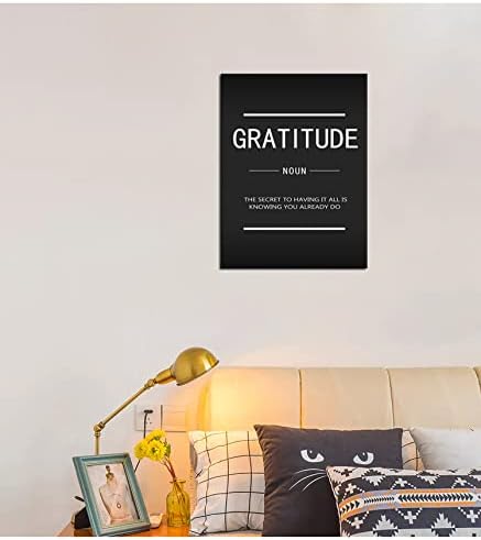 Inspiring Canvas Painting Poster Gratitude Noun Wall Art Inspirational Entrepreneur Inspiration Picture Home Decor Decoration Office Bedroom Frame Ready to Hang[18" W x 24" H]