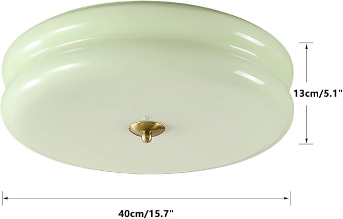 KCO Lighting Mid Century Modern LED Ceiling Lights Mint Green Glass Ceiling Lamp Large Hallway Ceiling Light Nordic Vintage Round Semi Flush Ceiling Light Fixture