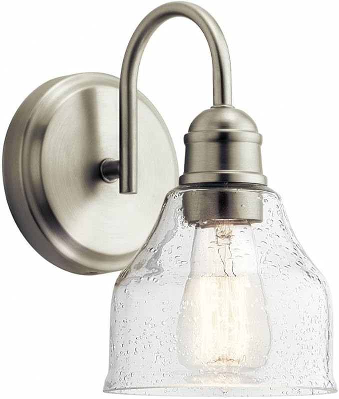 Kichler Avery 9.25" 1 Light Vanity Light with Clear Seeded Glass Brushed Nickel