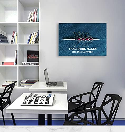 Motivational Canvas Wall Art Inspirational Success Quotes Team Work Makes The Dream Work Poster Printmaking Artwork Living Room Home Office Decorative Frame Ready to Hang[24''W x 36''H]