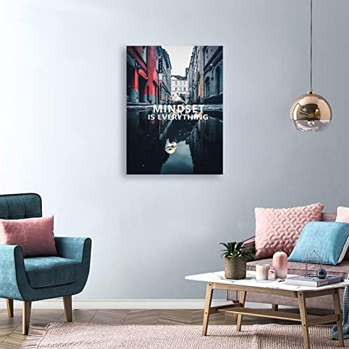 Inspiring Animal Poster Dove and Eagle Motivational Canvas Wall Art Mindset is Everything Painting Printing Artwork Modern Home Decoration Frame Office Ready to Hang[30″W X 40″H]