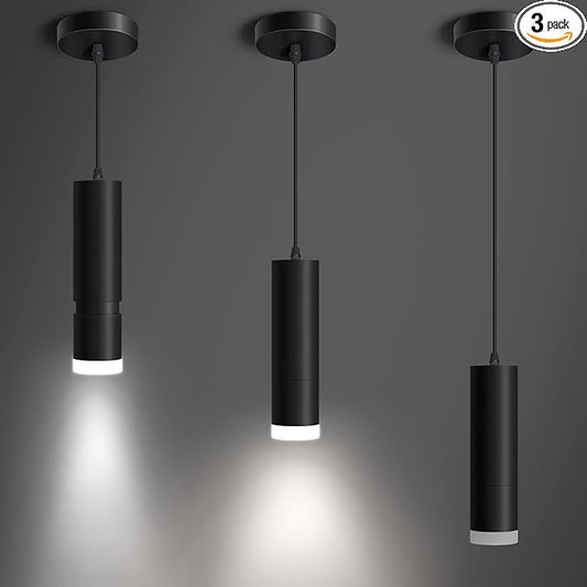 OKELI Pendant Lights, Modern Black Pendant Lights Fixture, Unique LED Pendant Lighting for Kitchen Island Bar,20W,4000K, ETL5026458(3Pack)