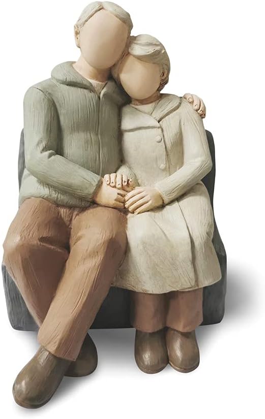 Couple Anniversary Sculpted Hand-Painted Figure Gifts Husband and Wife Wedding Figurine Gift, Happy 10th - 80th Anniversary Statue for Him and Her Together
