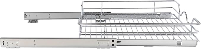 OCG Pull Out Cabinet Organizer (17.75" W x 17" D), Pull Out Drawers, Cabinet Pull Out Shelves for Base Cabinet Organization in Kitchen Bathroom Pantry, Bottom Mount, Chrome Finish
