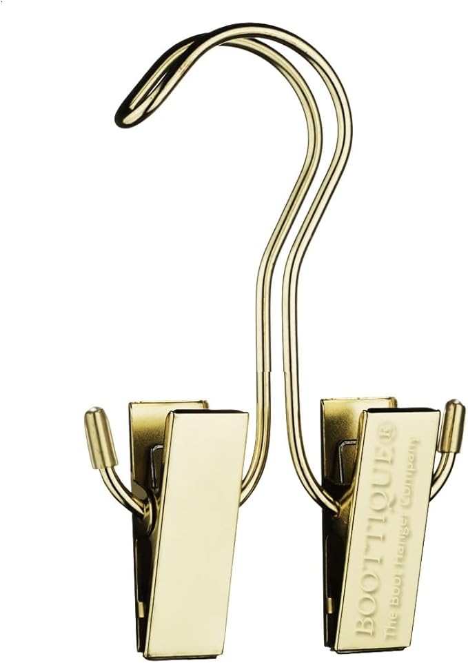 Original Boot Hanger - Shoe Storage Space Saver (Set of 3); Boot Hanger, Holder, Clips, Storage (Champagne Gold)