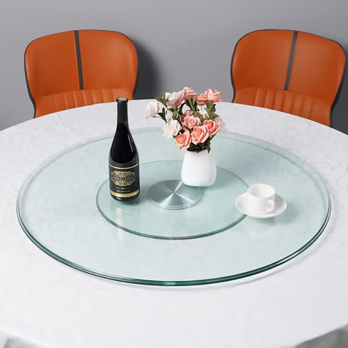 20" Glass Lazy Susan Turntable for Dining Table Large Tabletop Centerpiece Kitchen Rotating Tray Clear Serving Plate Round