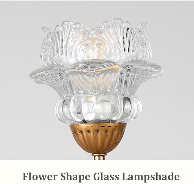 Glass Table Lamp, Antique Flower Decorative Bedside Desk Lamp with Green Leaf, Small Retro Decorative Lamp for Bedroom Living Room Bronze Finish