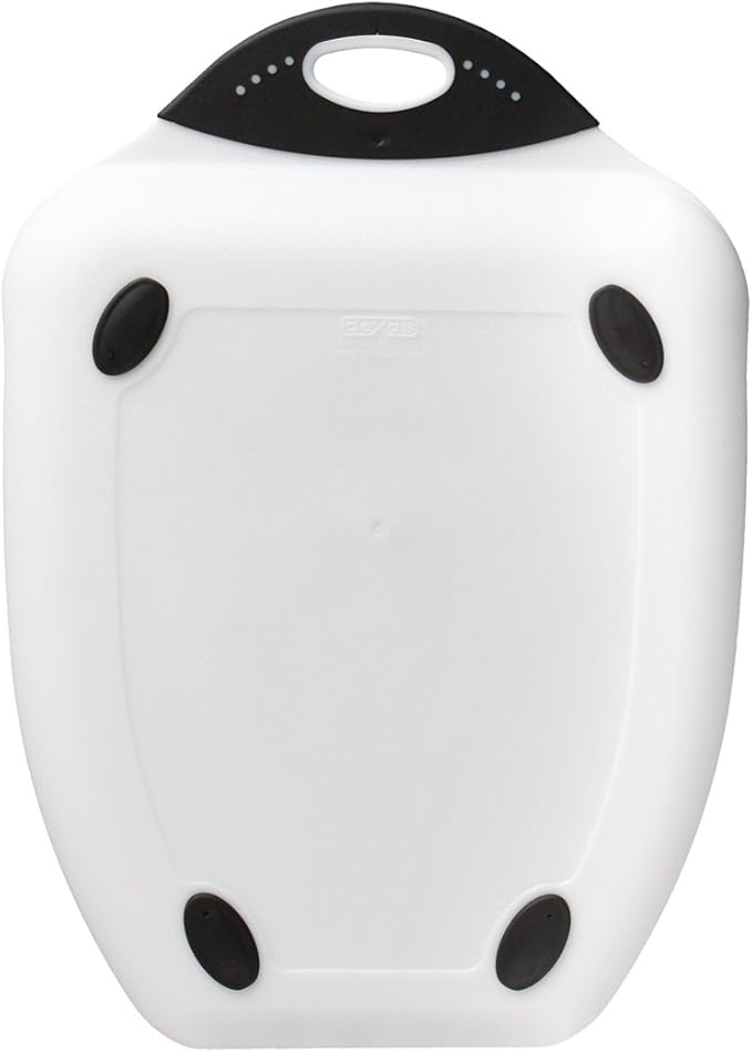 Dexas Chop & Scoop Cutting Board, 9.5 by 13 inches, White with Black Handle