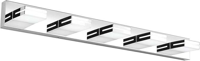 SineRise LED Modern Bathroom Vanity Light Fixtures (5-Light, 40-Inch, Dimmable), Chrome Modern Acrylic Bathroom Wall Lighting Fixtures Over Mirror (Cool White 6000K)