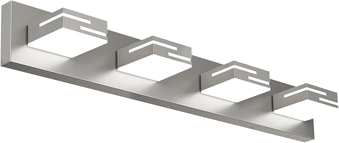 LED Modern Bathroom Vanity Light Fixtures,4-Light 28-inch Dimmable Brushed Nickel Vanity Lights for Bathroom Lighting Fixtures Over Mirror, with 350° Rotatable Acrylic Heads (Cool White 6000K)