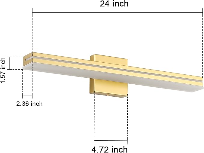 SineRise 24-Inch LED Modern Bathroom Vanity Light Bar, Gold Modern Acrylic Bathroom Wall Lighting Fixtures Over Mirror (Cool White 6000K)