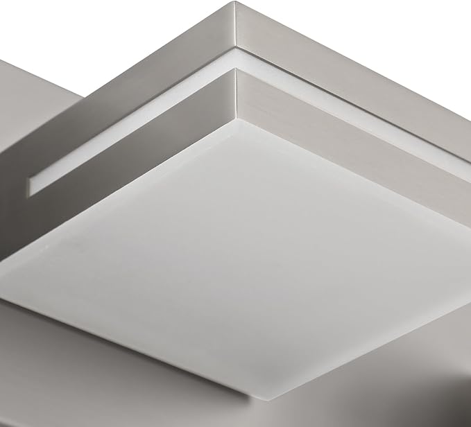 SineRise LED Modern Bathroom Vanity Light Fixtures (2-Light, 15.5-Inch, Dimmable), Brushed Nickel Modern Acrylic Bathroom Wall Lighting Fixtures Over Mirror (Cool White 6000K)