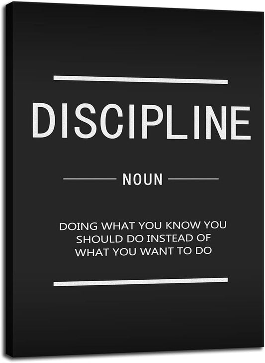 Discipline Inspirational Painting Poster Canvas Wall Art Print Artwork Inspiring Wall Street Entrepreneur Proverb Inspiration Picture Office Decoration Gym Bedroom Frame Ready to Hang[18" W x 24"H]