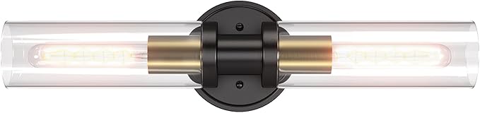 Espird Wall Sconces Set of Two Black & Gold, Bathroom Light Fixtures 2-Light,Bathroom Vanity Lights Over Mirror, Industrial Lighting, Modern Brushed Brass Vanity Lighting Fixtures